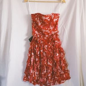 Strapless waterfall cocktail dress